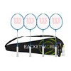 Wilson 4 Player Badminton Racket Set, 4 Rackets, Shuttles, Premium