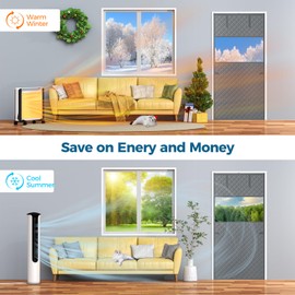 Augblinds Thermal Insulated Door Curtain Fits Door Size 38 x 83 Inch, Oxford Cloth Thicken Cotton Fiber, Curtain Size 41" x 85", Single Piece Screen Insulation Cover to Keep Warm, with Clear Windows