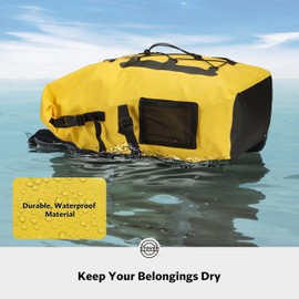 STOVER 25/30/40/55L Waterproof Dry Backpack- XL Floating Dry Bag for Kayaking, Travel, Paddle Boards, Tubing, Hiking, Fishing, Camping, Motorcycles, the Beach, Heavy Duty Roll Top Men/Women (Yellow)