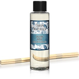 Urban Naturals Ocean Rose Scented Oil Reed Diffuser Refill with Free Set of Reed Sticks! Salty Mist, Lemongrass, Geranium, Rose, Basil, Honey & Sandalwood | Made in The USA