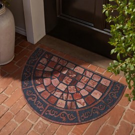 Half Circle Door Mat Outdoor, Front Door Rug Indoor Outside Entrance, Absorbent Heavy Duty Doormat Non Slip Backing, Half Round Rug for Entryway, 24x36, Brick Print