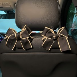 TNDCKP Cute Bow Car Seat Headrest Hooks for Bags Purses, Pink Car Interior Accessories, Space Saving Purse Holder, Fits Most Vehicles (Black Yellow, 4)