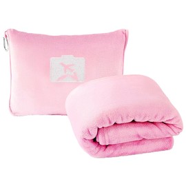 Cypselthos Travel Blanket and Pillow, Ultra-Soft, Compact & Lightweight, 60x50 in, Airplane Travel Essentials with Hand Luggage Sleeve and Backpack Clip, for Travel & Picnic (Pink)