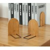 2 Pcs Natural Bamboo Bookend Large Capacity Office Book Ends