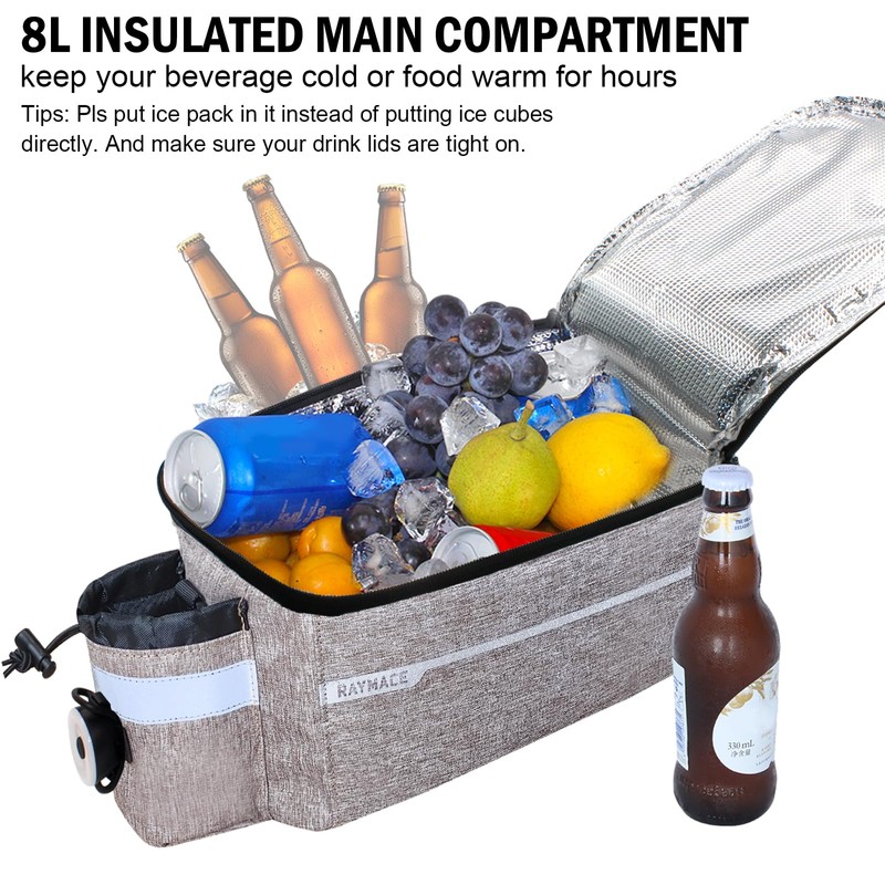 RAYMACE Bike Trunk Cooler Bag With Tail Light,Bicycle Rear Rack