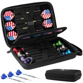 YANGUN Dart Case, 12 Darts, Dart Case, Dart Case, Hard EVA Portable and Durable, Built-in Storage Tubes and Pockets for Dart Tips, Flights, Shafts and More Dart Accessories, black, Set