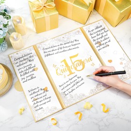 Engrowtic Quinceañera Guest Book Libro De Firmas para 15 Años Quinceañera Recuerdos para 15 Años Birthday Signing Card Board Party Supplies 15th Birthday Party Decorations for Girl