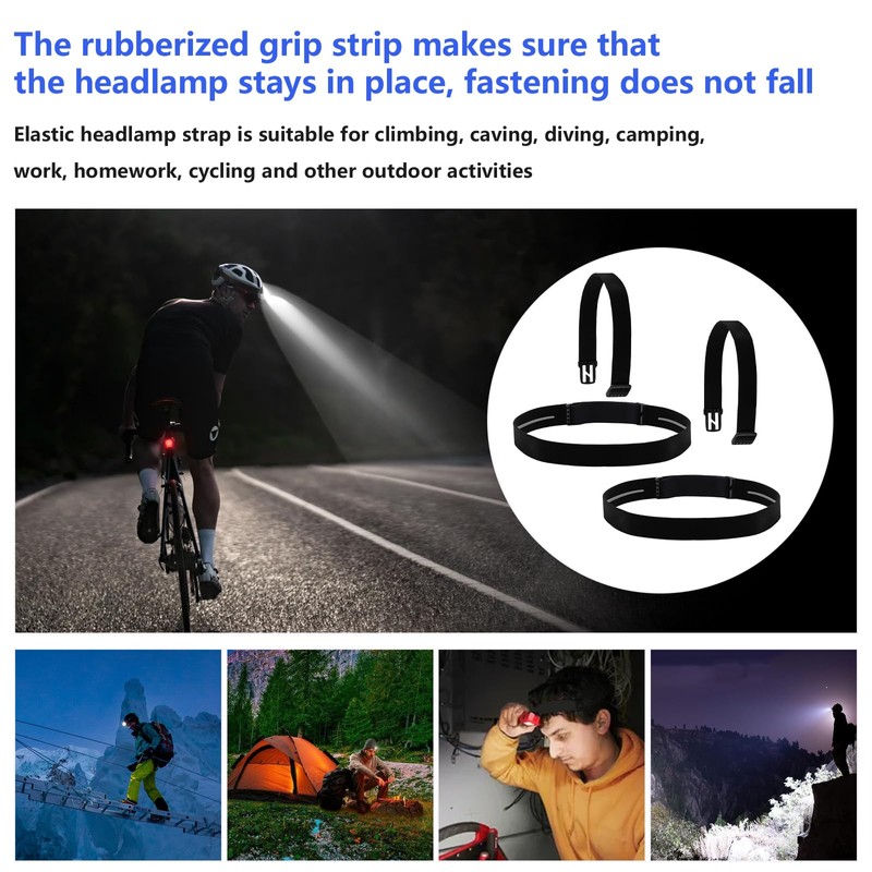 Elastic Headlamp Strap Replacement Headband, fit for Most Headlamps Black