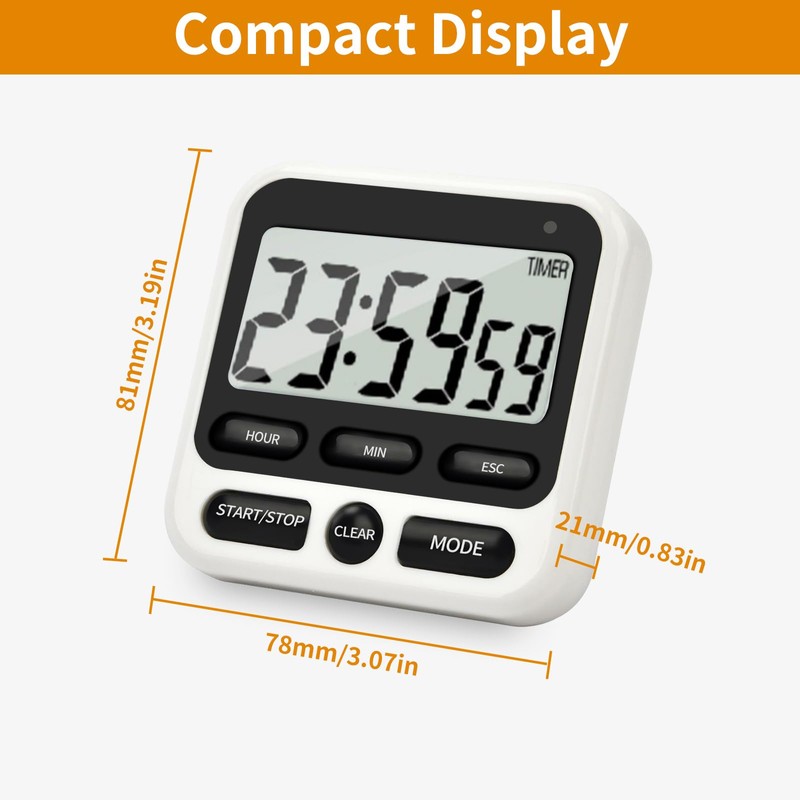 NKOVE Digital Kitchen Timer 24 Hour Clock and Alarm Function