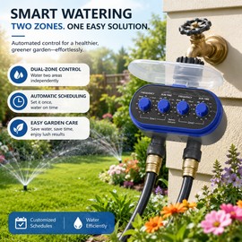Two-Outlet Water Timer for Garden Irrigation – Automatic Electronic Hose Controller for Lawn & Plants