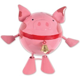 Sunset Vista Designs Funny Yard Decor - Belly Acres Farm Pork Chop Pig Ball-Shaped Metal Garden Sculpture, 4" Tall, Mini-Chop
