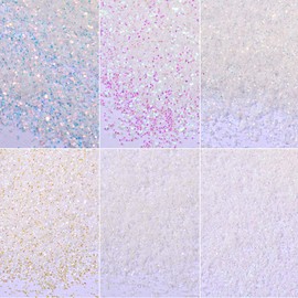 Nail Parts, Glitter Glitter Powder, Aurora White, Glitter Nails, Sugar Powder, Nail Art, Gel Nails, Resin, Deco Parts, Set of 6, Glitter Glitter, Nails