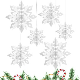 Pack of 18 3D Paper Snowflakes Garland Decoration, 3D Large White Snowflakes Made of Cardboard, 15 cm & 20 cm & 25 cm 3D Hanging Paper Snowflakes Garland Decoration, for Christmas Party Wedding