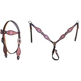 CHALLENGER Horse Western Tack Floral Painted Browband Headstall Breast Collar Set 78HR08B
