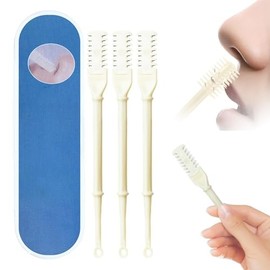 2 in 1 Nasal Hair Cutter, 360° Rotating Nose Hair Trimmer, Manual Nose Hair Trimmer with Ear Picker, Set of 3, Beige