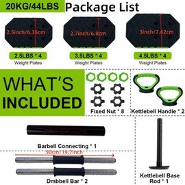 44Lb Dumbbell Sets Adjustable Weights, Free Weights Dumbbells Set with Iron Handle for Home Gym