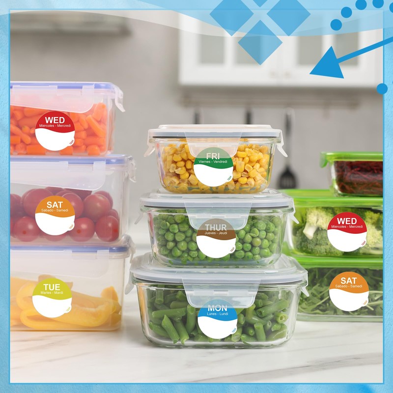 Sayglossy 7000 Pcs Day of Week Label Food Label Monday