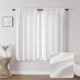 Chyhomenyc Bennet - Cortinas de 54 pulgadas de largo, 2 paneles, lino sintético con textura de arpillera, filtro de luz, cortinas de tratamiento de ventana con bolsillo para barra de aire, para sala
