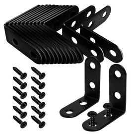 Aibboyil Shape Metal Fittings, Black, L-Shaped Metal Fittings, 16 Pieces, Angle Brackets, Stainless Steel 1.6 x 1.6 x 0.6 inches (40 x 40 x 16 mm), L-Shaped Angle Bracket, Corner Brace, Joint Alloy, 66 Screws Included