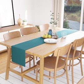 Encasa Table Runner Size 32x150 cm | Cotton Canvas Fabric | Emerald Solid Color | Machine Washable & Durable