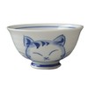 HAMATO Hasami Pottery Large Rice Bowl, Round Cat, Blue 404238