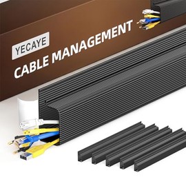 Yecaye 6 Piezas de Canales para Cables, 2.4M de Organizador de Cables Escritorio para Ocultar Bajo el Escritorio/TV/Ordenador de Corriente, Autoadhesivo Organizador Cables Escritorio, 6x40cm, Negro
