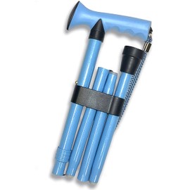 CaneCraft Folding Cane for Men and Women with Soft Rubber Grip – Lightweight Adjustable Walking Stick T Handle and Wrist Strap (Aqua Blue)