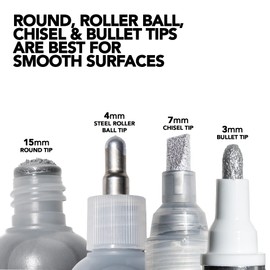 Krink Silver 4-Pc Marker Set - Multi-Surface Graffiti Markers with Alcohol-Based Paint - K-60 Mop, K-66 Ball-Point, K-42 Bullet-Tip, K-75 Chisel-Tip