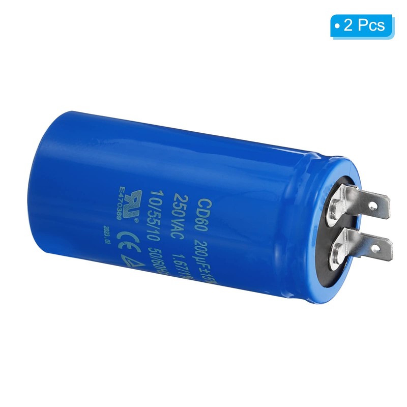 PATIKIL CD60 Run Capacitor 2 Pack 200uF/MFD 250VAC 15% Tolerance