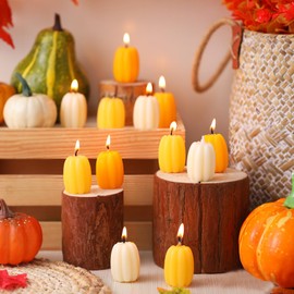 Conelist 12 Pcs Pumpkin Shaped Candles Fall Pumpkin Decoration Thanksgiving Pumpkin Themed Decorative Pumpkin Soy Wax Scented Candle Handmade Orange Autumn Home Decor for Bedroom Bathroom Party Decor