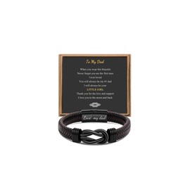 JoycuFF Unique Gifts for Dad to My Dad Bracelets from Daughter Braided Leather Wristband Bracelet Birthday Christmas Thanksgiving Day Father's Day Gifts 9inches