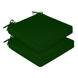 downluxe Waterproof Outdoor Chair Cushions Set of 2, 19" x 19" x 3" Patio Chair Cushion with Non-Slip Ties & Handle, Square Outdoor Cushion for Patio Furniture with Removable Cover, Forest Green