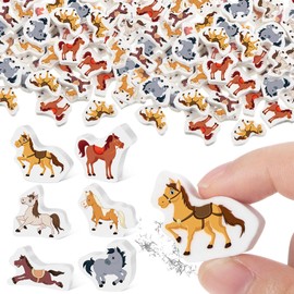 Chivao 72 Pcs Cute Horse Erasers Back to School Gifts for Kids Animal Erasers Mini Kawaii Character Eraser for Classroom Activities Rewards Game Prizes Horse Birthday Party, 6 Styles