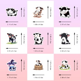 50pcs Cute Cow Stickers for Kids Water Bottle, Waterproof Vinyl Stickers for Laptop Skateboard Guitar Phone Car Decals, Dairy Cattle Stickers for Kids Teens Adults Girls (Black-Cow)