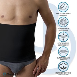 Beman 712 – Kompressionsbank aus Baumwolle für Herren und Damen, Lendenwirbelstütze, elastisches Bauchband, hypoallergen, Höhe 31 cm (M, Schwarz)