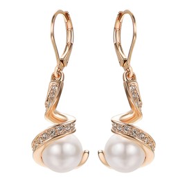 Vissen Women's 18 K Gold-Plated Cubic Zirconia Earrings Hoop Earrings Pearl Fashion Jewellery, Cubic Zirconia, Zircon