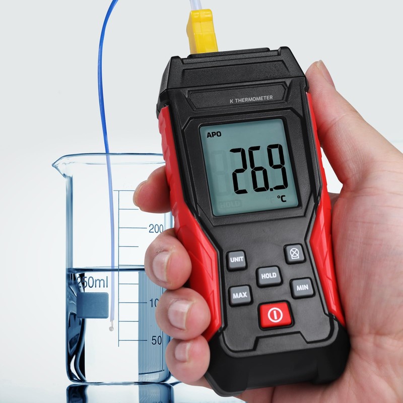 Digital K Type Thermometer with Two Thermocouple Probes, -328°F~2501°F Single
