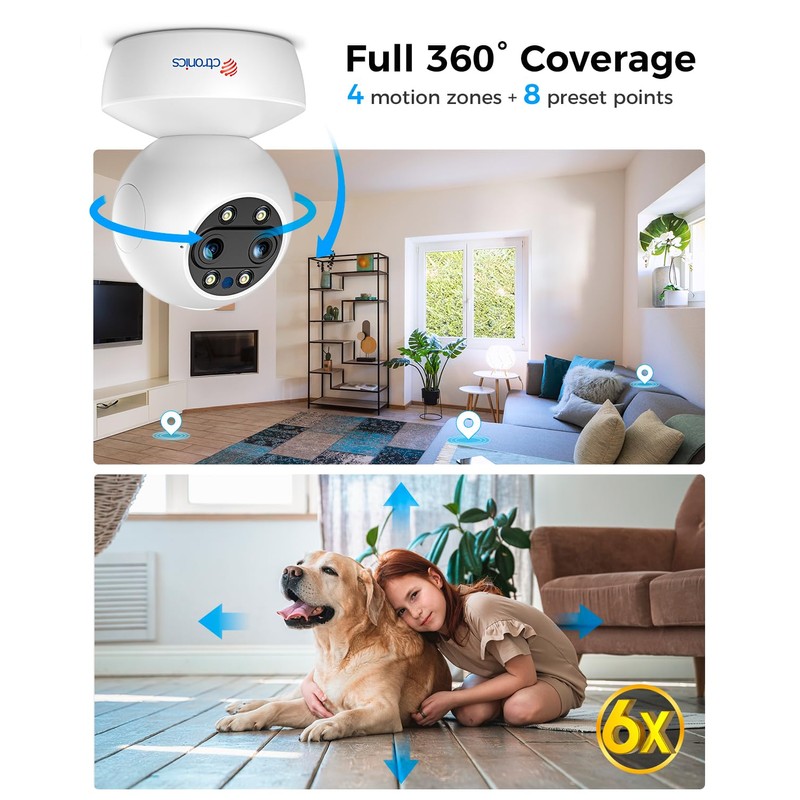 ctronics PTZ Indoor Surveillance Camera with 6X Hybrid Zoom, Automatic