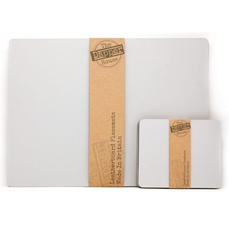 The Dapper House Set of 4 Elementary Grey Leatherboard Placemats