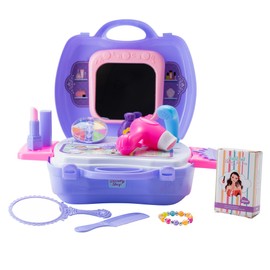 PETERKIN | Little Salon Carry Case Toy | 19 piece, brightly coloured, plastic beauty salon set in a sturdy 24 cm carry case | Roleplay Toys | Ages 3+
