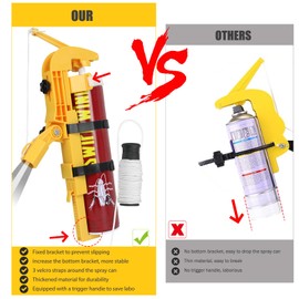 Spray Can Extension Pole Adaptor, Adjustment Wasp Spray Long Range Fit for Wasp/Hornet, Pro Sprayer Adaptor for Spray Paint, Window Cleaner, Spray Can Trigger Handle(Yellow)