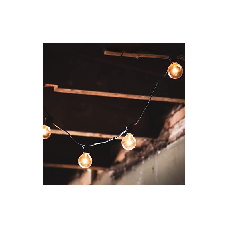 Northlight G50 Globe Patio Lights - Clear - 19' Black