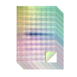 Evergreen Goods A4 Holographic Silver Printable Vinyl - Inkjet & Laser Compatible, Waterproof, Glossy, Perfect for Cricut & Silhouette Cutters, Stunning Designs, 10 Sheets (Grid Pattern)