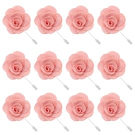 12Pack-Flower Lapel Pins Handmade Camellia Flower Boutonniere Stick for Suit Wedding Groom Party