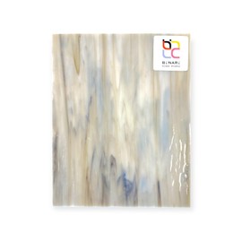 BiNARi Glass Studio 8" X 12" Medium Grey-Brown, White Opal Wissmach Stained Glass Sheet - (1 Sheet)