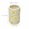 Gaolinci 2 Pcs Ceramic Mouthwash Cup, Daisy Embossed Toothbrush Holder,