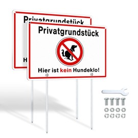 SINMAO Warning of the Dog Signs with Aluminium Posts and Pre-Drilling Private Property Signs 30 x 20 cm No Dogs with Attachment 30 cm Includes Mounting Accessories and Wrench | Pack of 2