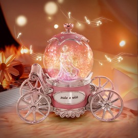 Cinderella Snow Globe for Girls, Music Box for Women with Color Changing LED Lights, Snowglobe Musical Boxes Gifts for Birthday Christmas Mother's Day Valentine's Day