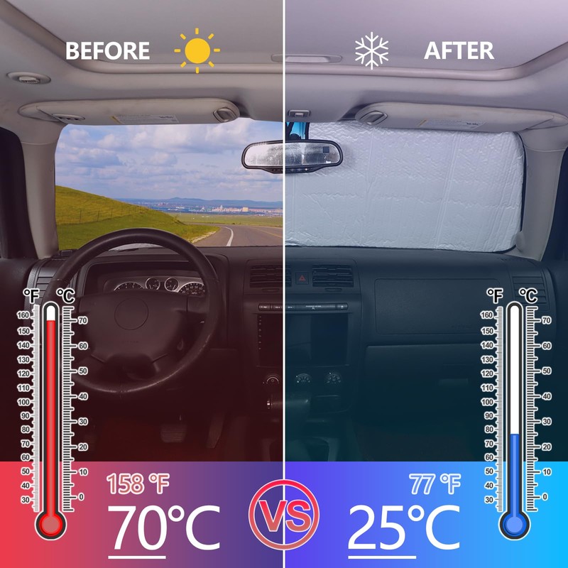 Windshield Sunshade Compatible with Hummer H3 2005-2009, Auto Sun Visor,