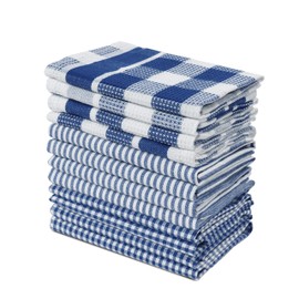 LANE LINEN 100% Cotton Kitchen Dish Cloths, Ultra Soft Absorbent Quick Drying Dish Towels, Multiweave Wash Cloths Dish Towel Sets, 13x13 Inches, 12 Pack - Navy